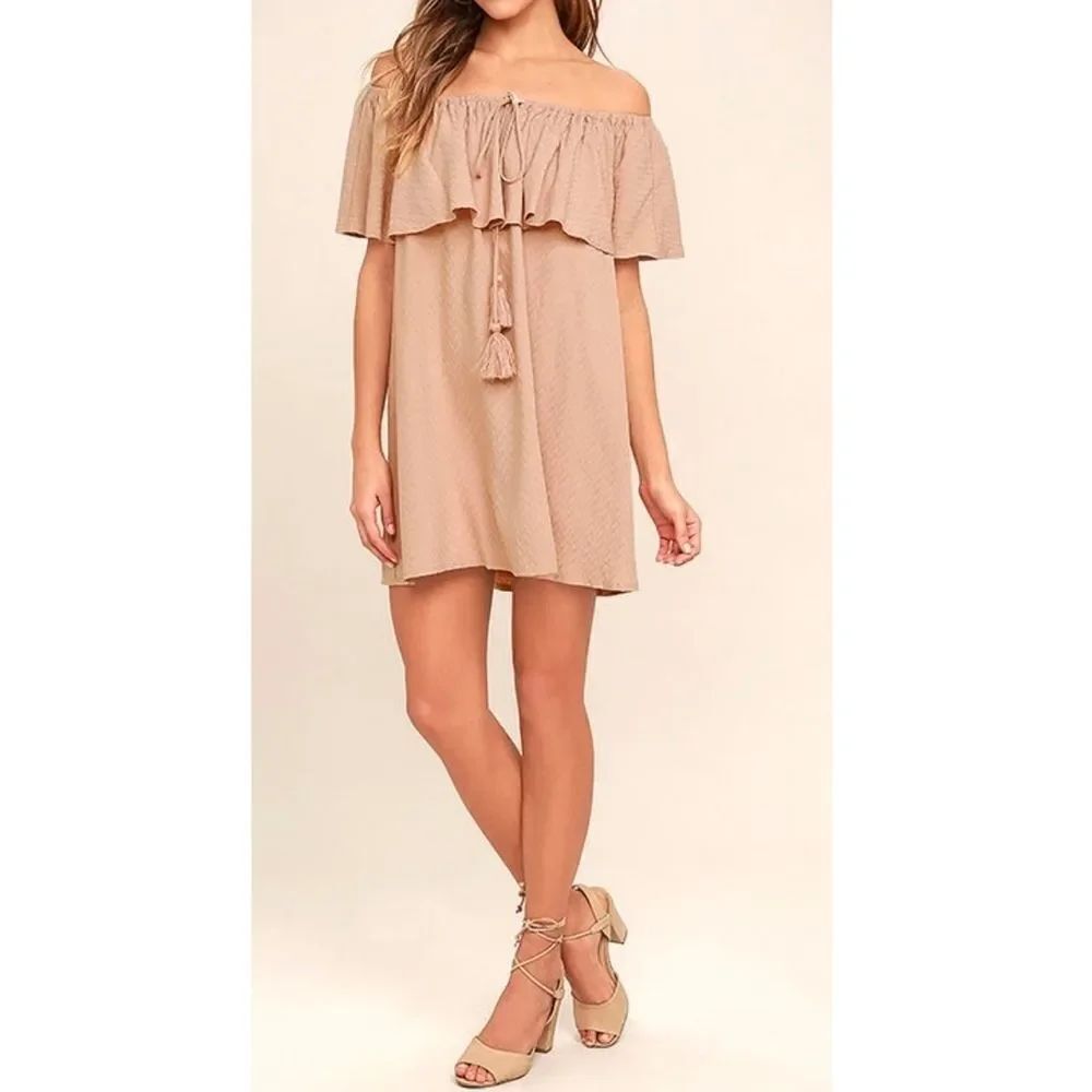 NWT LULUS Melodic Blush Off Shoulder Shift Dress L